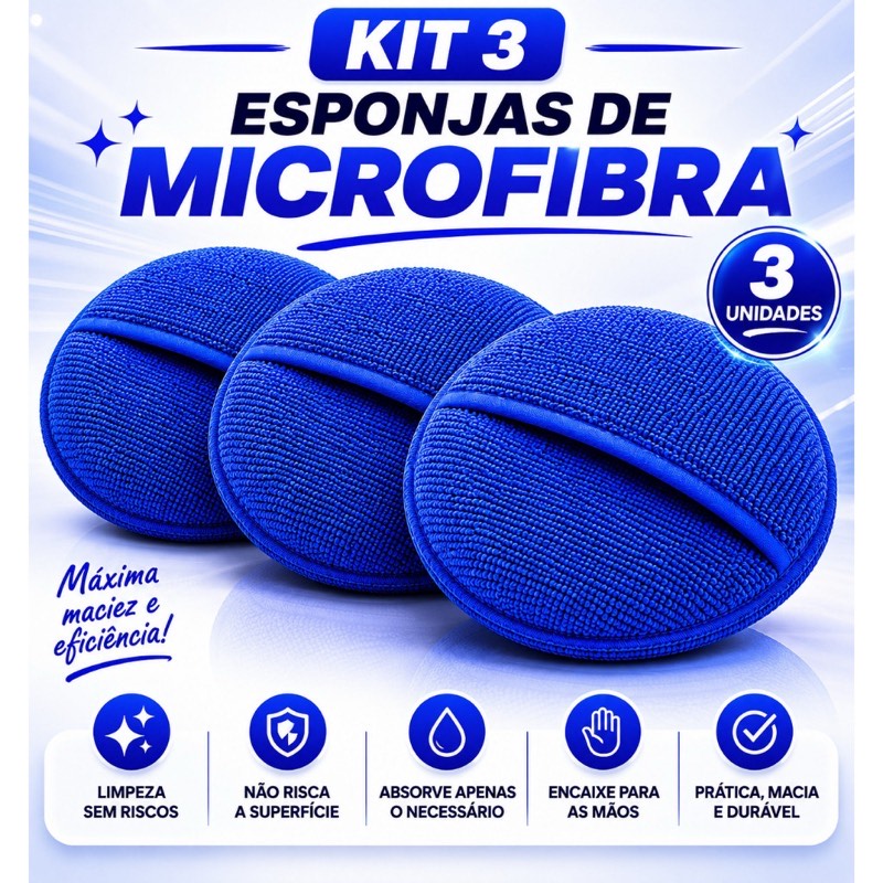 Kit 3 Aplicador Microfibra Grande
